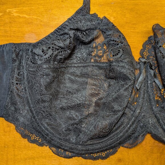 Panache Andorra Bra style 5675 Women's Size 40F Semi-Sheer Black Lace Underwire - Picture 5 of 6
